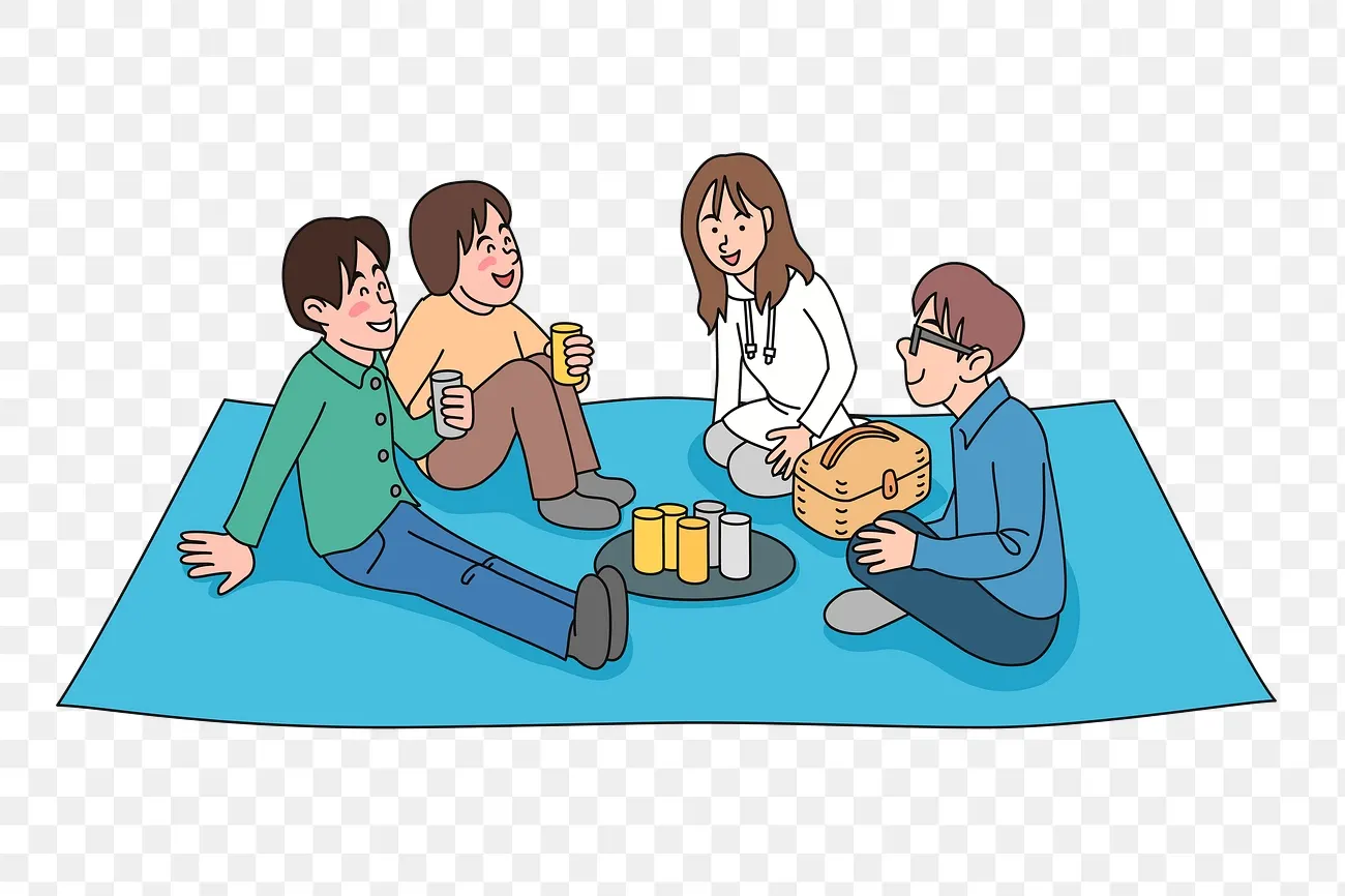 Pessoas reunidas num piquenique